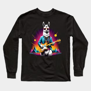 Cool Llama with a Guitar Long Sleeve T-Shirt